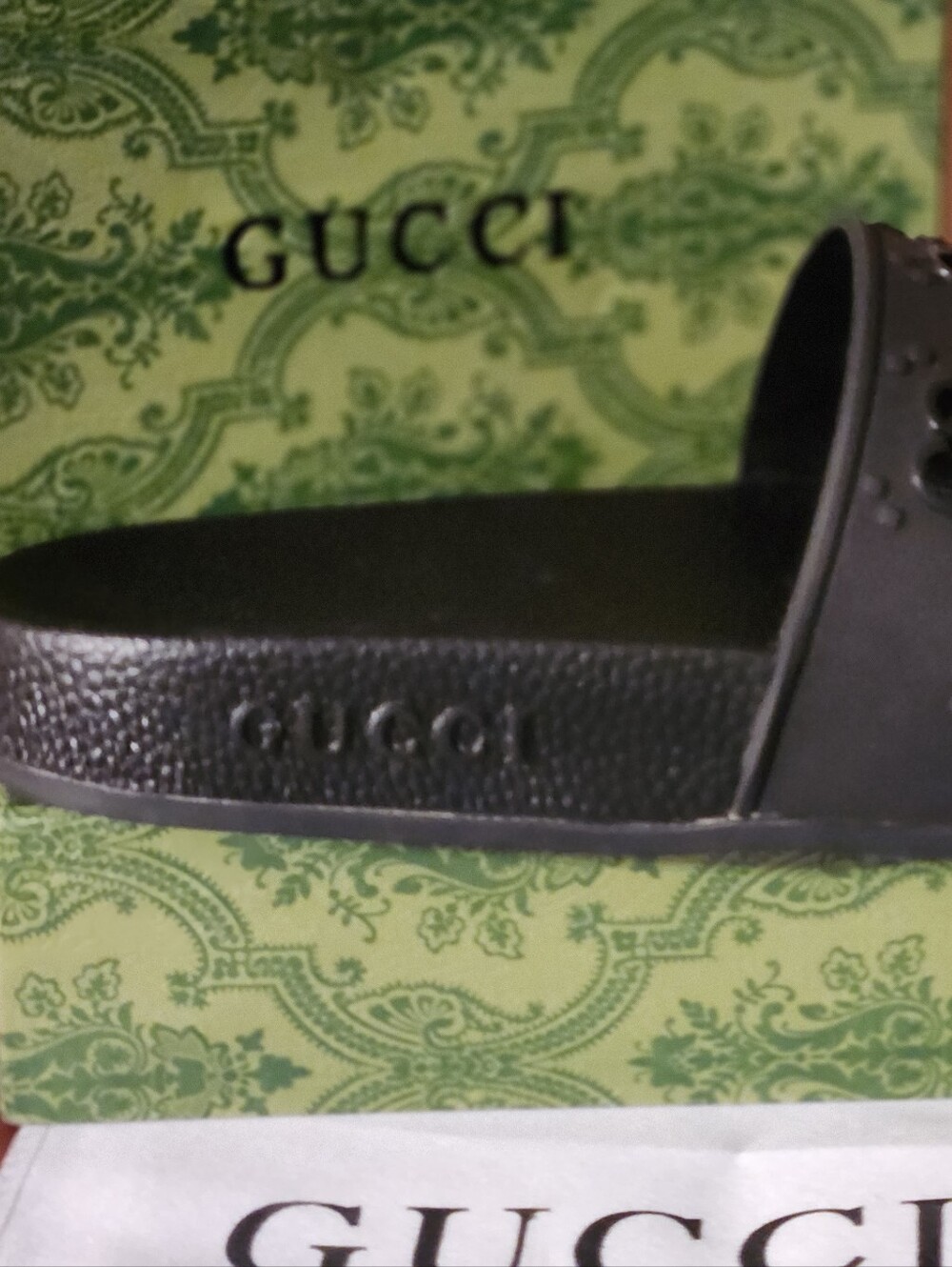 NWOB Gucci GG Embossed Rubber Pool Slide Sandals - Picture 9 of 9